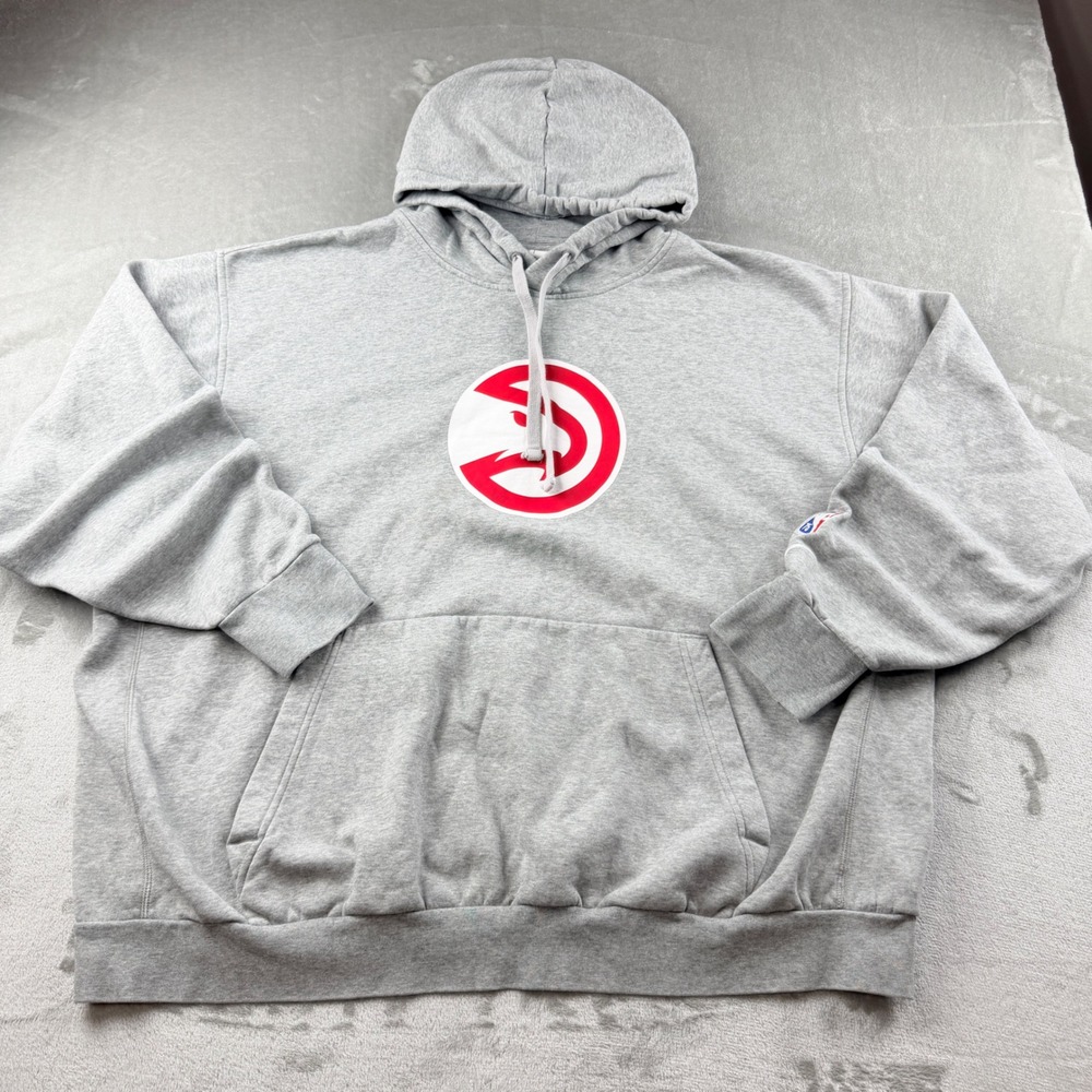 Nike NBA Atlanta Hawks Hoodie Men's XXL Gray Fleece Pullover Logo Sweatshirt
